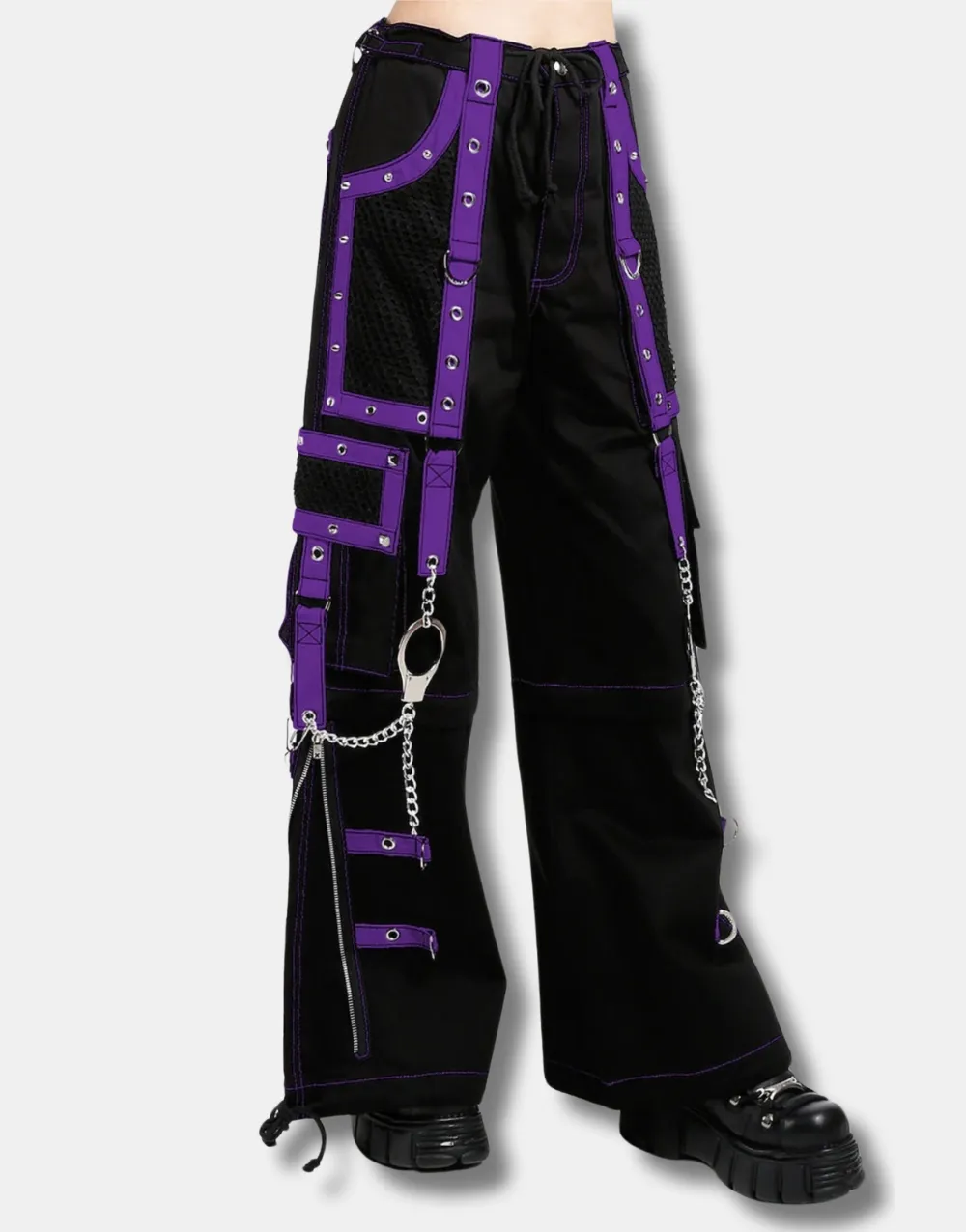 Ladies Fashion Gothic Night Pant Mega Eye Pant Purple Black2