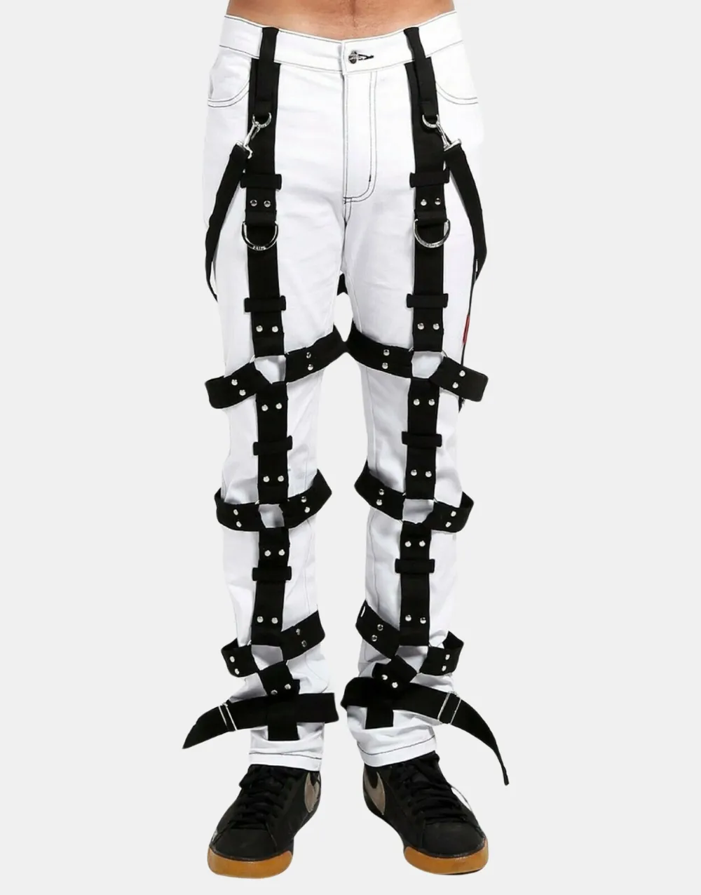 Men's Rocking Gothic White Bondage Trouser Tripp Pant Punk Rock Dead Threads1