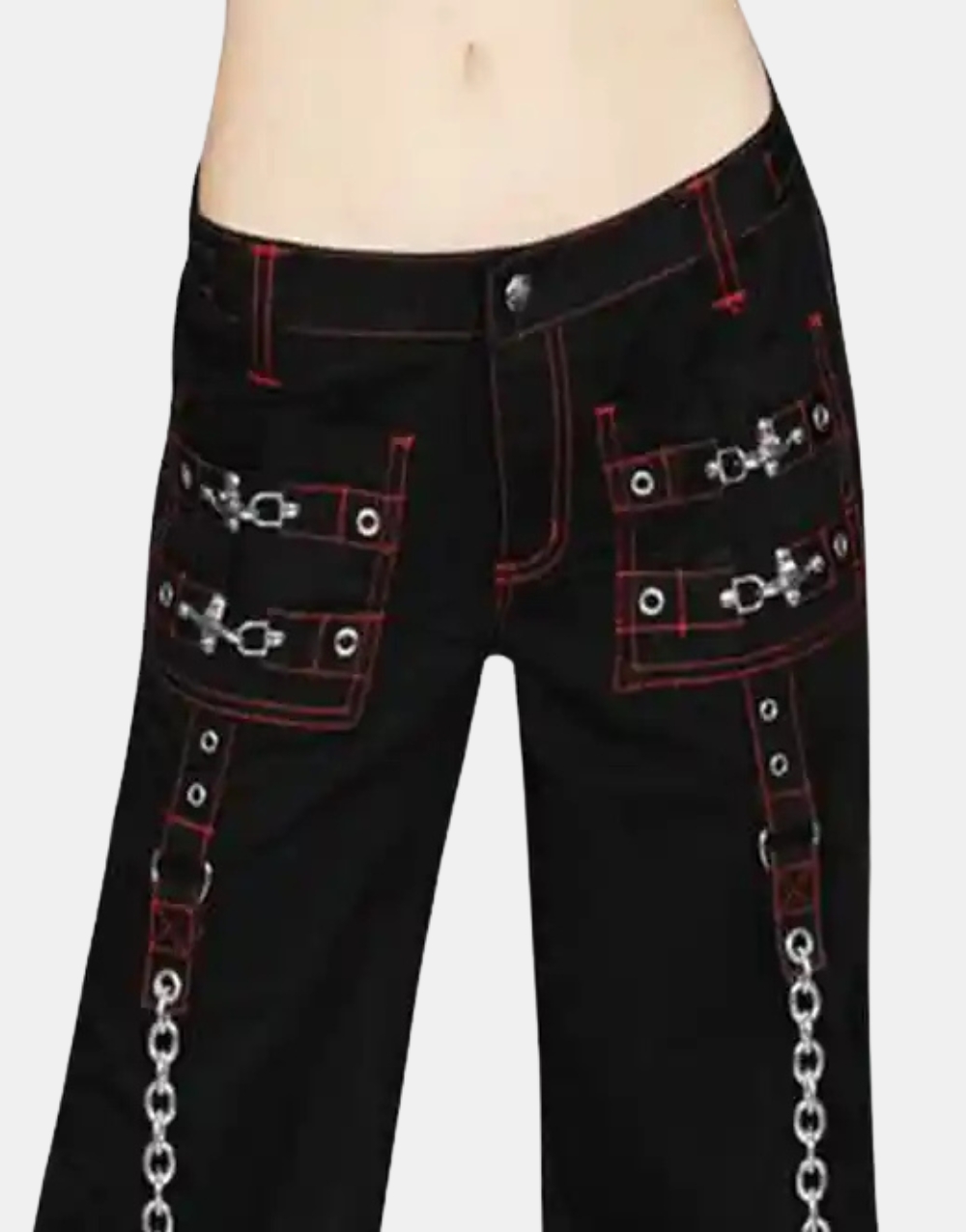 Women’s Chains Black Rhinestones Gothic Baggy Tripp Pants2