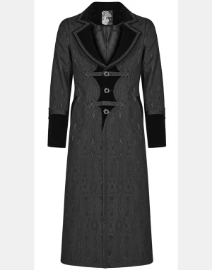 PUNK RAVE IMPERIUM MENS GOTHIC COAT - BLACK BROCADE1