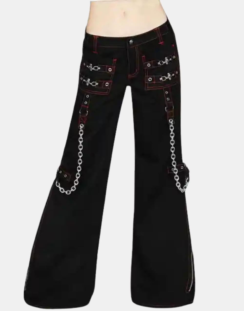 Women’s Chains Black Rhinestones Gothic Baggy Tripp Pants