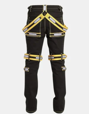 Quality Men's Black Electro Bondage Rave Gothic Cyber Chain Jeans Punk Rock Pants3