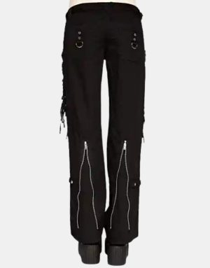 Women Gothic Rave Black Chain Rock Star Straps Metal Punk Show Pants3