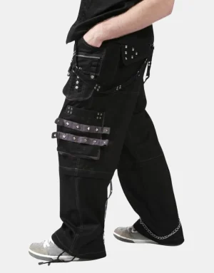 New Dead Threads Black Grey Men Trousers Gothic Cotton Studs Metal Punk2