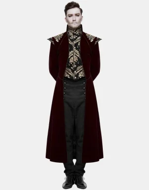 DEVIL FASHION MARCELLUS MENS GOTHIC COAT - RED & BLACK3