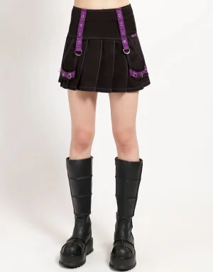 MUTLI EYELET PLEATED SKIRT PURPLE1