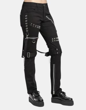 Women Gothic Bondage Black Tripp Pant Rock Hard Trouser Heavy Weight EMO PANTS2