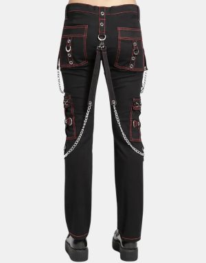 Gothic Women’s Military Officer Trousers Black Red Black Tripp Pants3