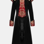 DEVIL FASHION MARCELLUS MENS GOTHIC COAT - BLACK & RED