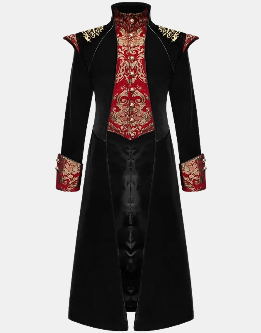 DEVIL FASHION MARCELLUS MENS GOTHIC COAT - BLACK & RED