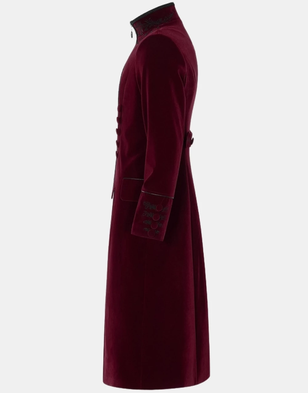 Punk Rave Lisanthium Mens Long Gothic Regency Coat - Red Velvet14