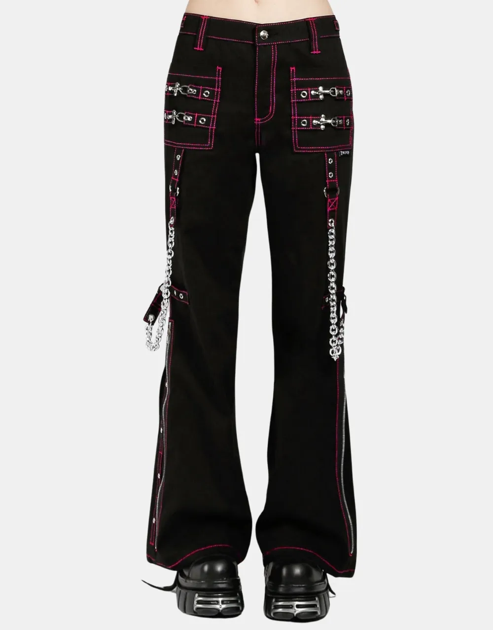 Ladies Fashion Gothic Pant Night Pant Pink Stitch1