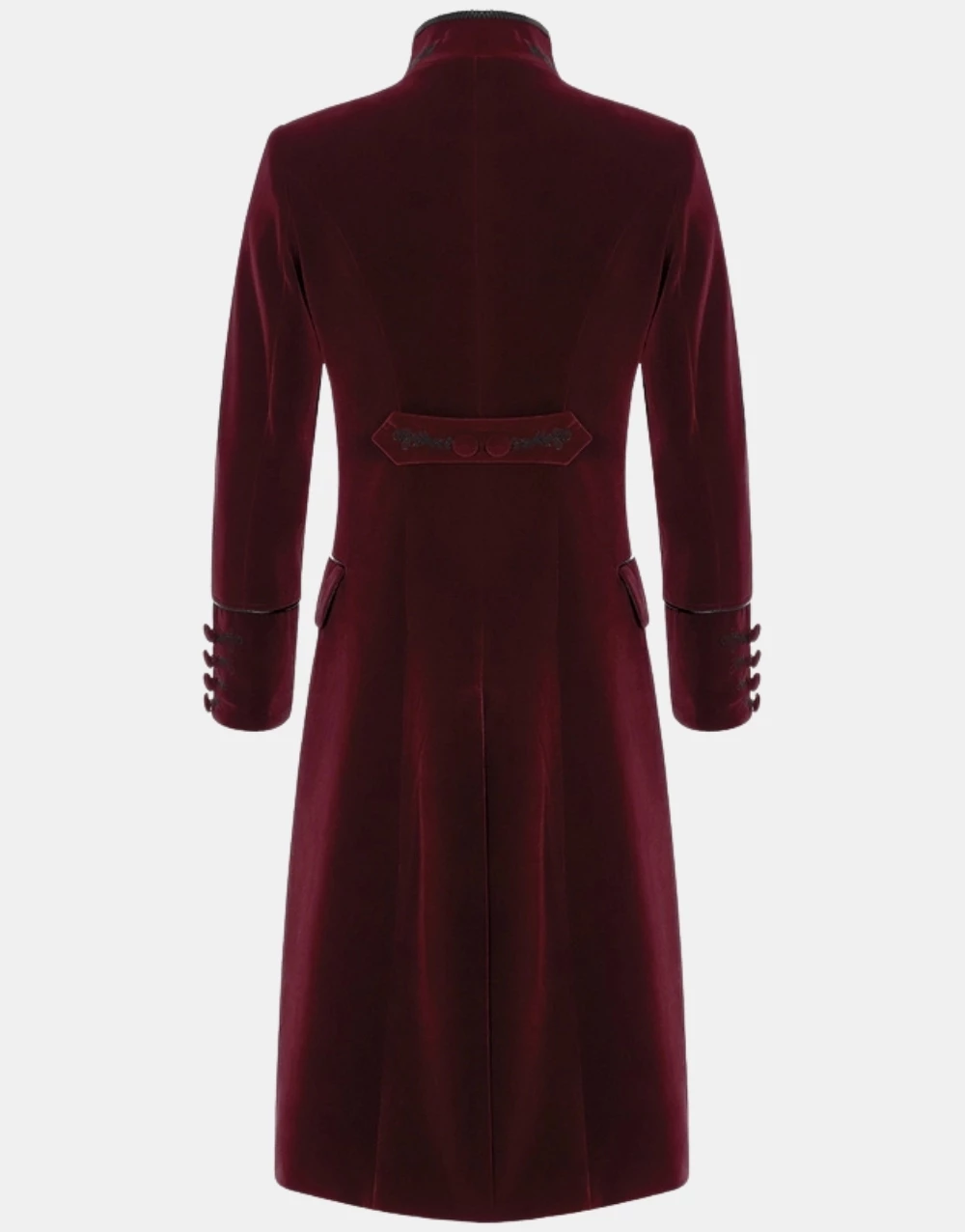 Goths Club Lisanthium Unisex Long Gothic Regency Coat - Red Velvet - Image 4