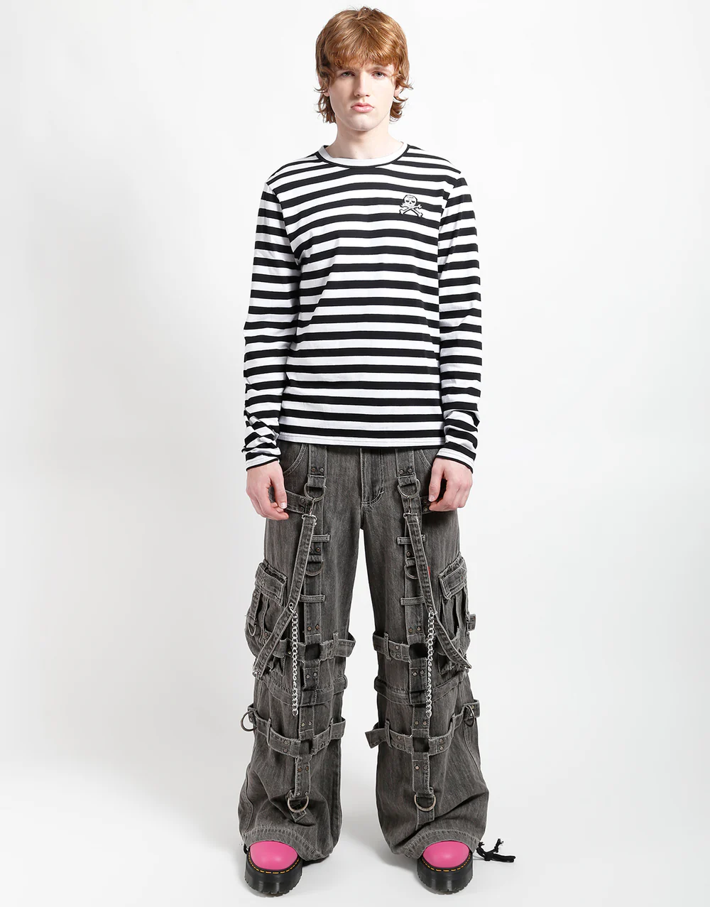 Men's Dark Street Harness Black Denim Gothic Pant - Image 4